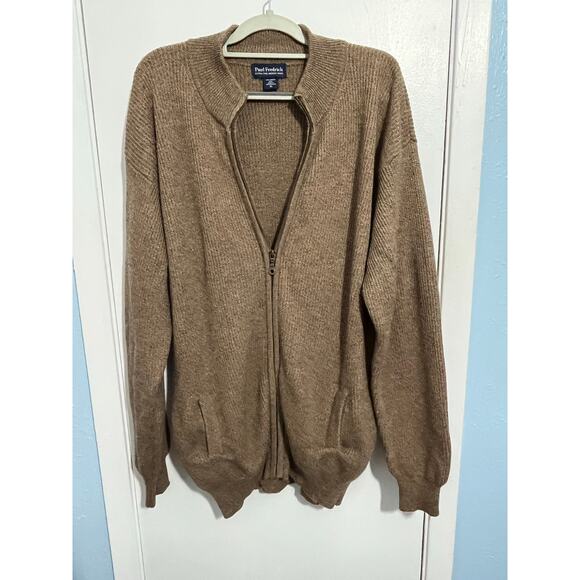 Paul Frederick Merino Wool Sweater XL Brown Full Zip Academia Preppy - Picture 1 of 6